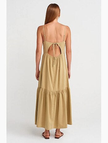 Robe longue évasée sans manches nouée devant dilvin
