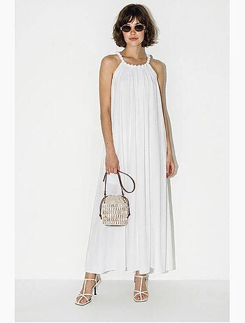 Robe longue femme à col halter et poche lucci