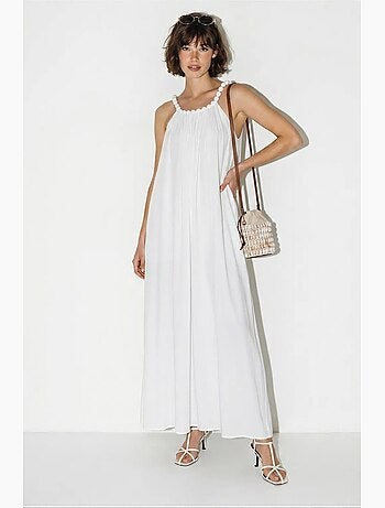 Robe longue femme à col halter et poche lucci