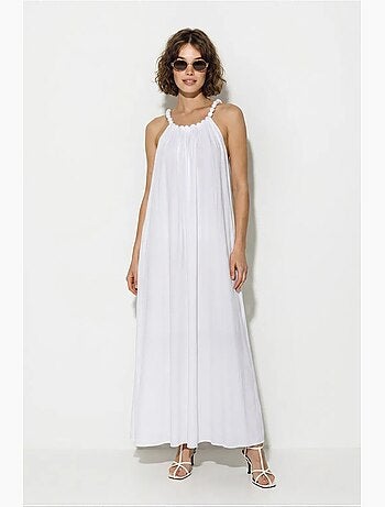 Robe longue femme à col halter et poche lucci