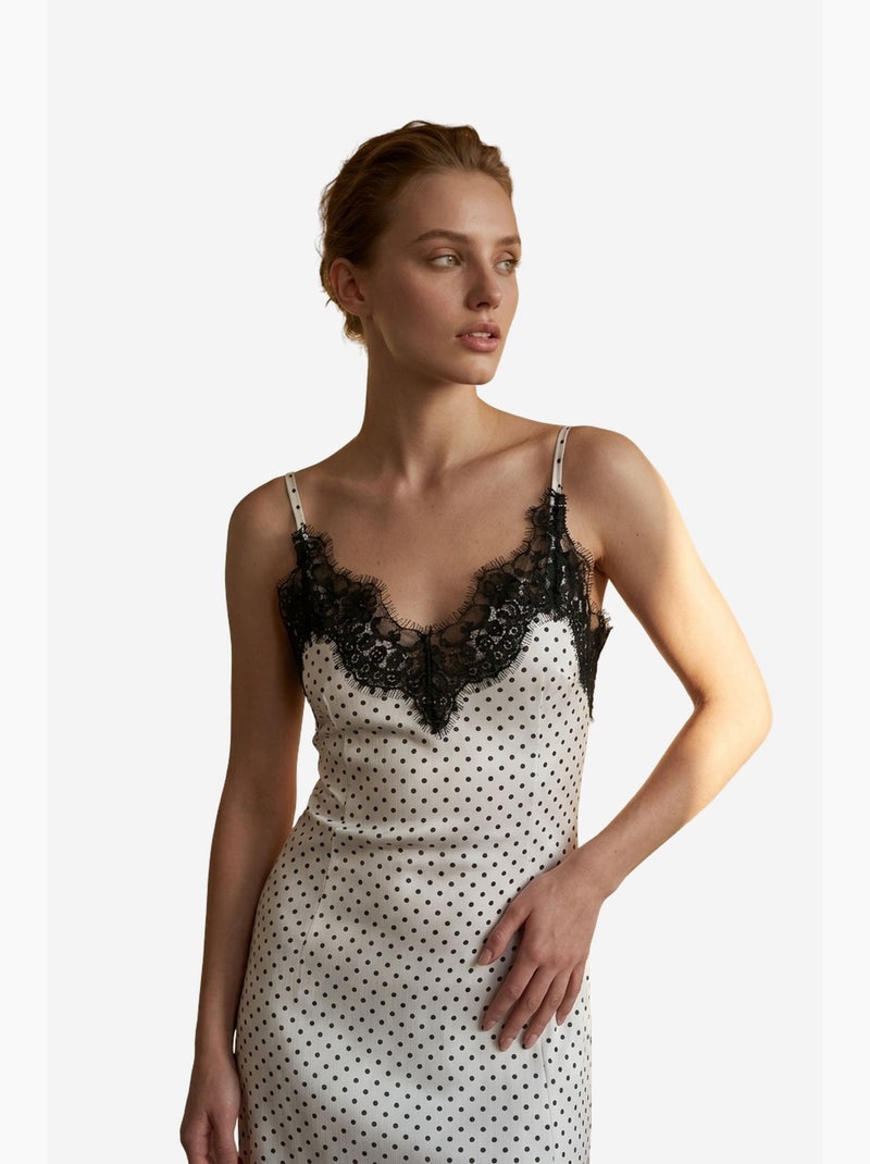 Robe longue femme en mousseline à pois my fashion Blanc cassé - Kiabi