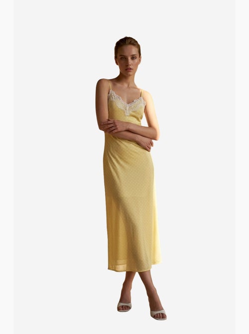 Robe longue femme en mousseline à pois my fashion - Kiabi