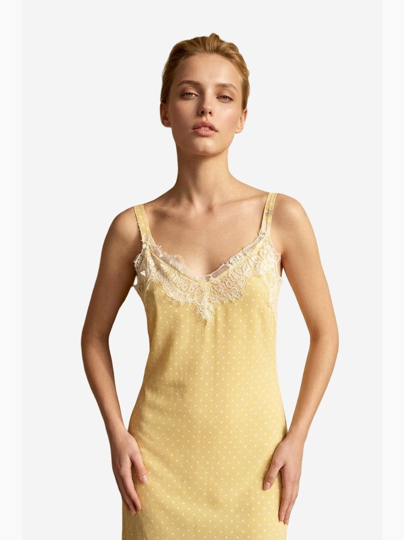 Robe longue femme en mousseline à pois my fashion Jaune citron - Kiabi