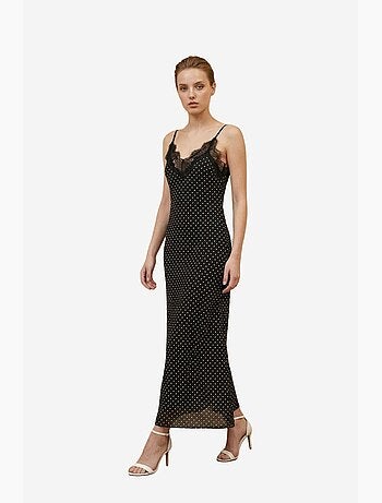 Robe longue femme en mousseline à pois my fashion