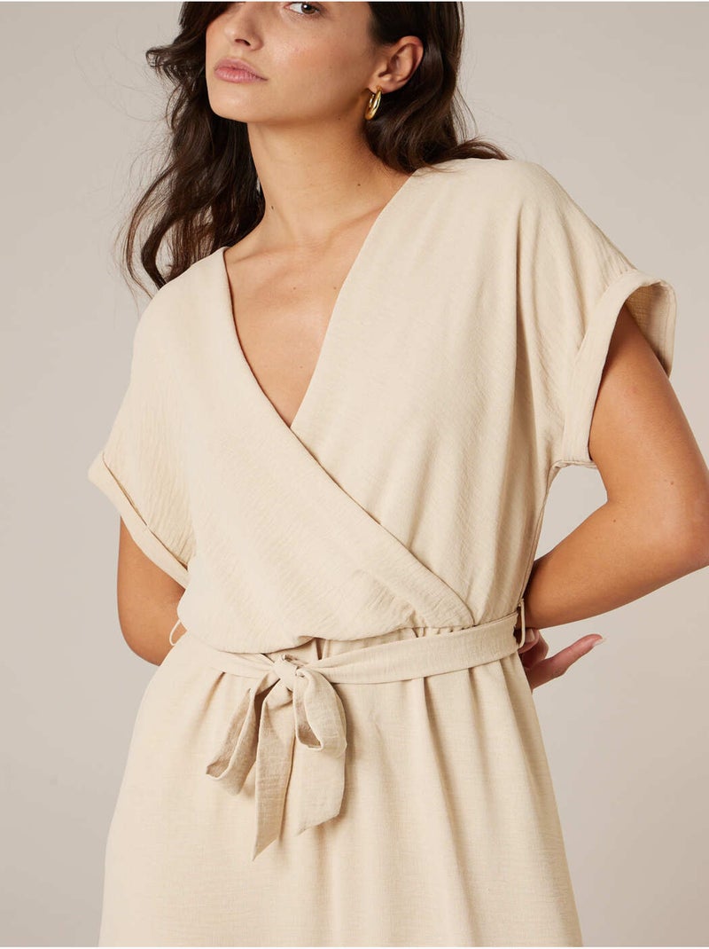 Robe longue femme fluide 'Deeluxe' Beige - Kiabi