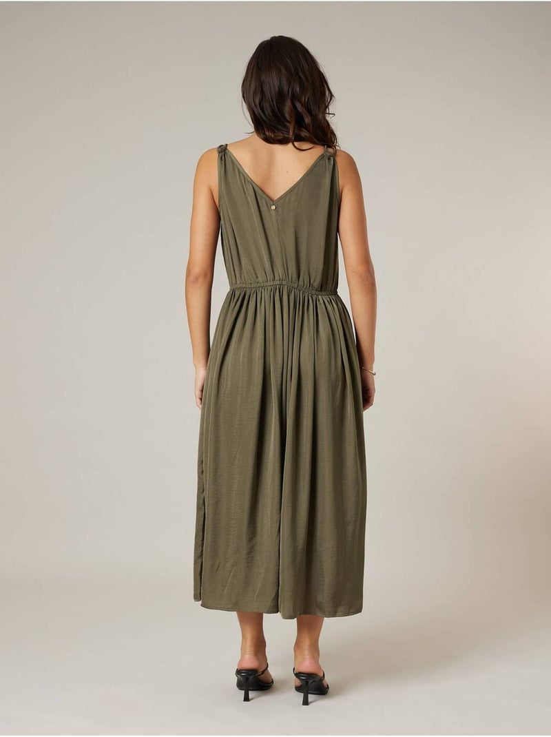 Robe longue femme fluide 'Deeluxe' Kaki - Kiabi