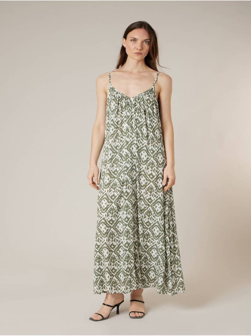 Robe longue femme fluide 'Deeluxe' Kaki - Kiabi