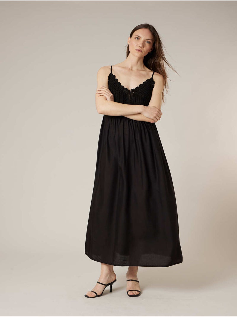 Robe longue femme fluide 'Deeluxe' Noir - Kiabi