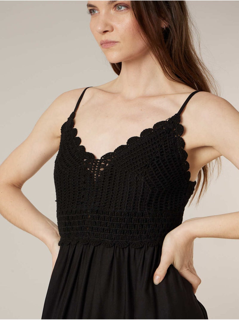 Robe longue femme fluide 'Deeluxe' Noir - Kiabi