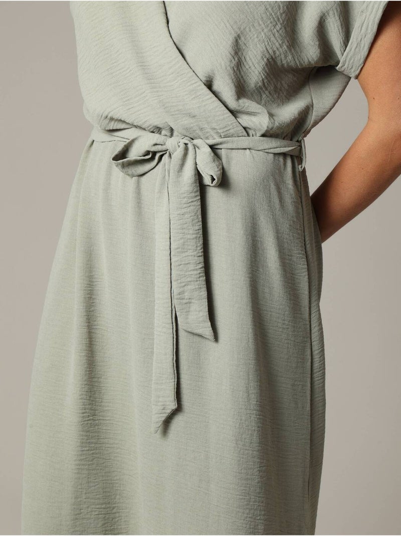 Robe longue femme fluide 'Deeluxe' Vert tilleul - Kiabi