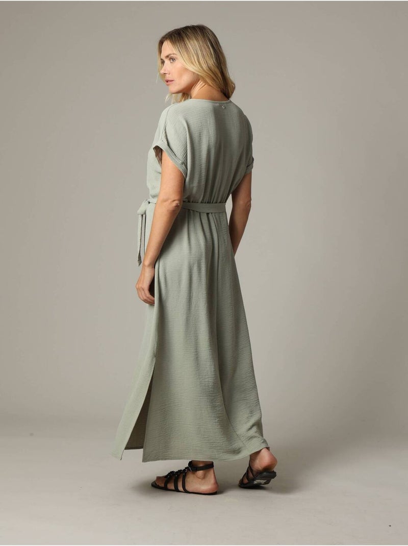 Robe longue femme fluide 'Deeluxe' Vert tilleul - Kiabi