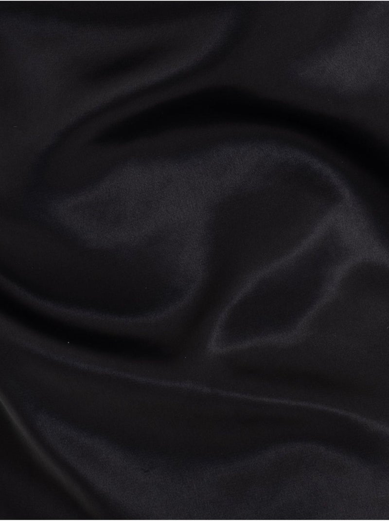 Robe longue fendue à bretelles et col bénitier en satin Noir - Kiabi
