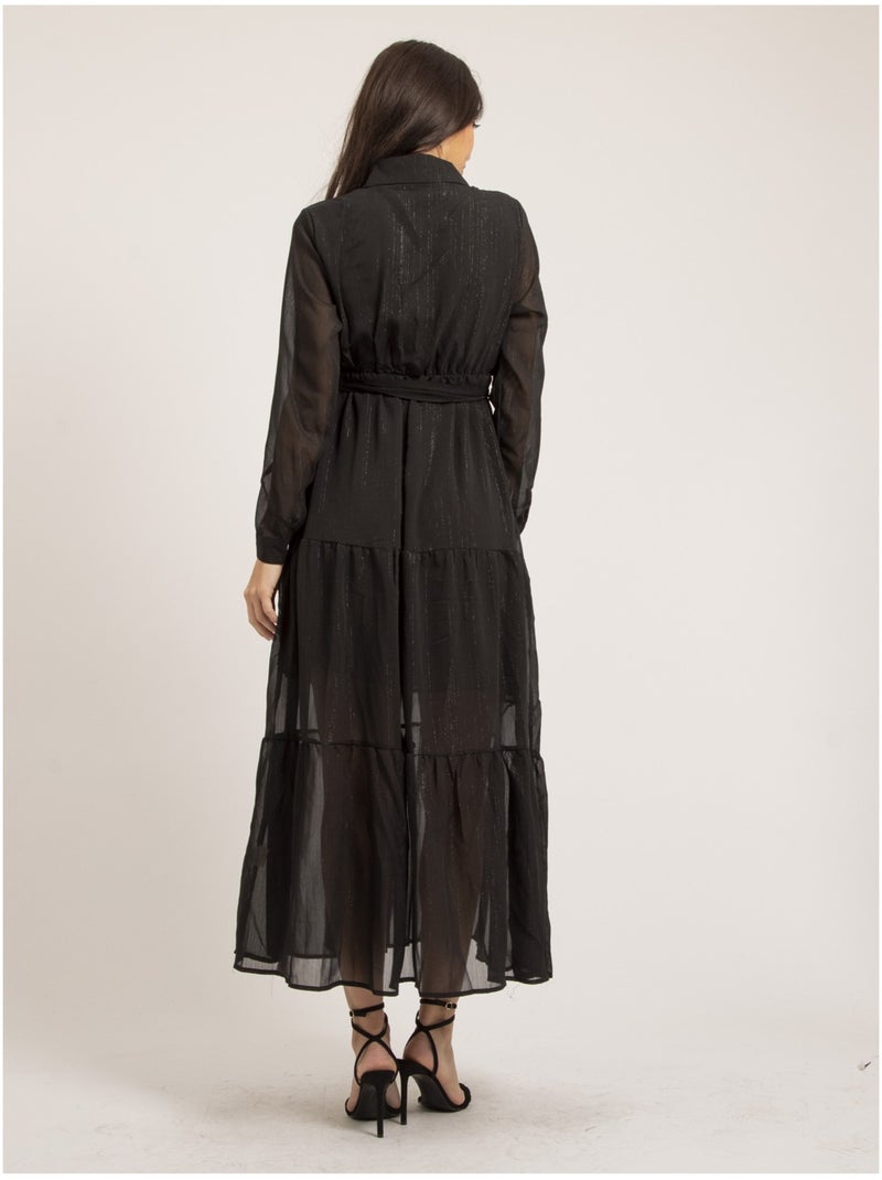 Robe longue fil lurex IZIDA Noir - Kiabi