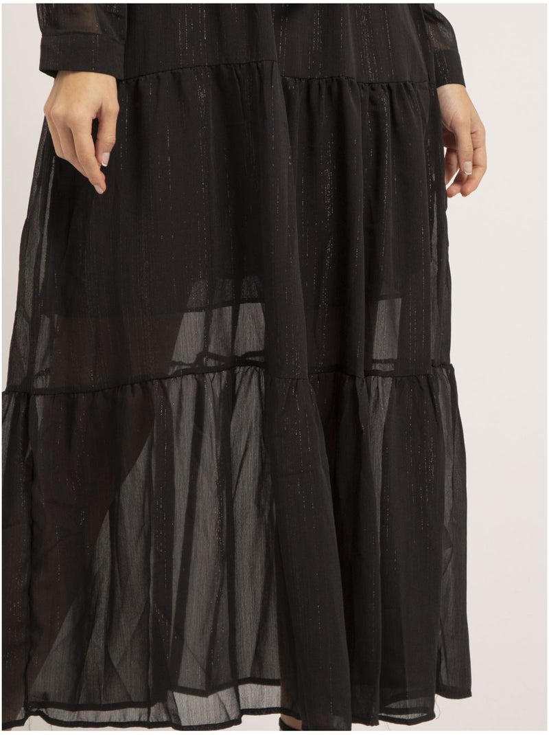 Robe longue fil lurex IZIDA Noir - Kiabi