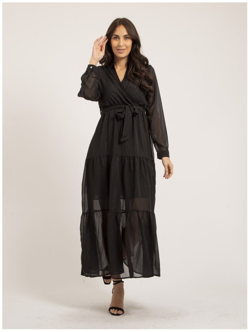 Robe longue fil lurex IZIDA Noir - Kiabi