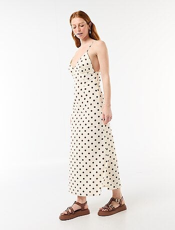 Robe longue fines bretelles à pois