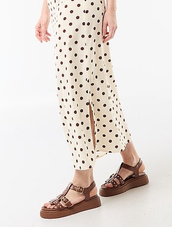 Robe longue fines bretelles à pois