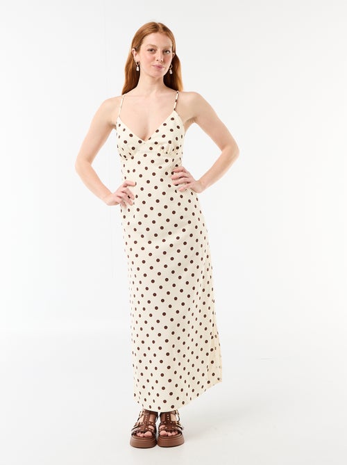 Robe longue fines bretelles à pois - Kiabi