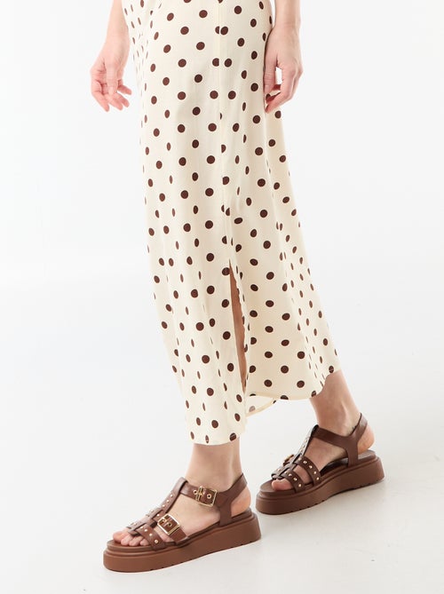 Robe longue fines bretelles à pois - Kiabi