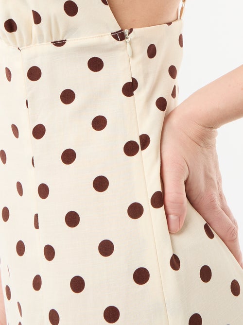 Robe longue fines bretelles à pois - Kiabi
