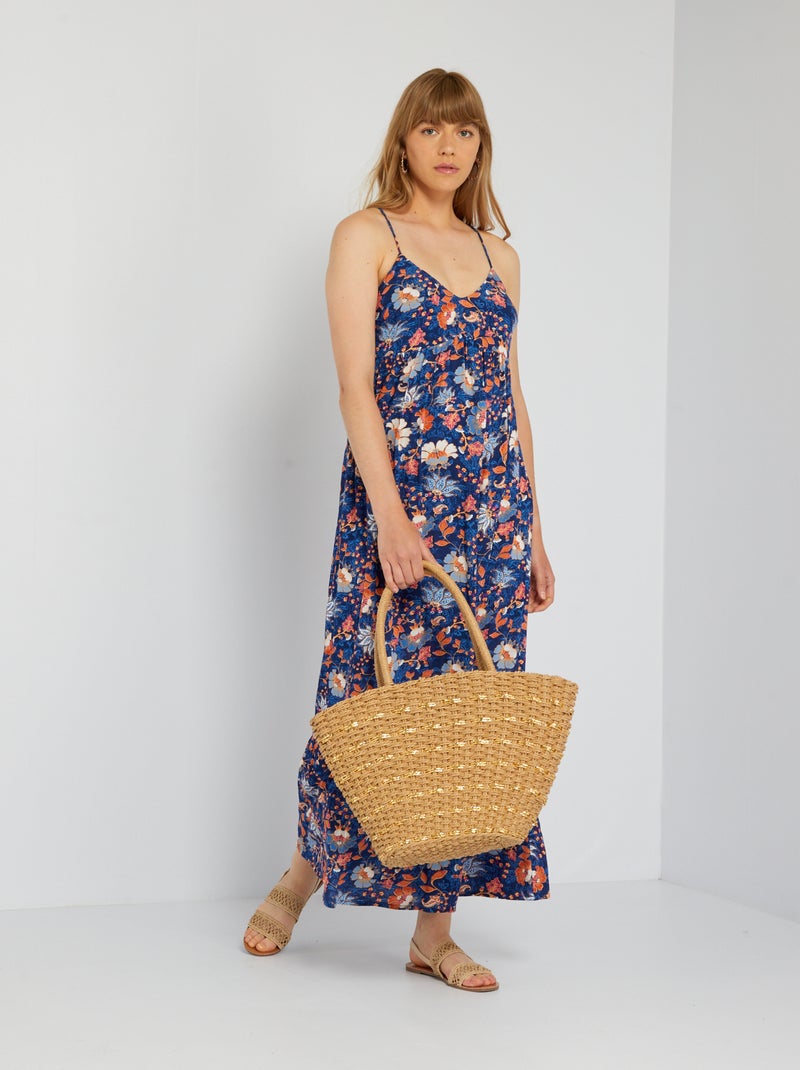 Robe longue finition étage Bleu - Kiabi