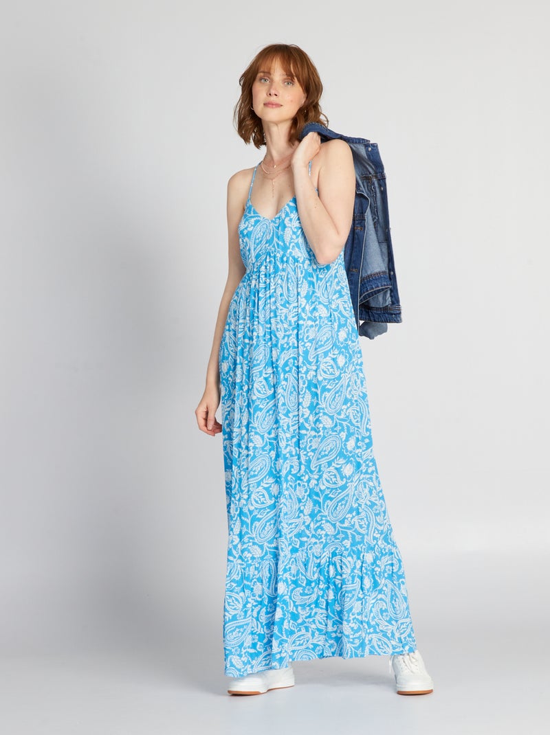 Robe longue finition étage Bleu turquoise - Kiabi
