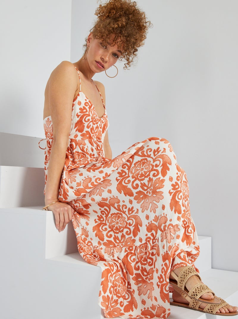 Robe longue finition étage Marron - Kiabi