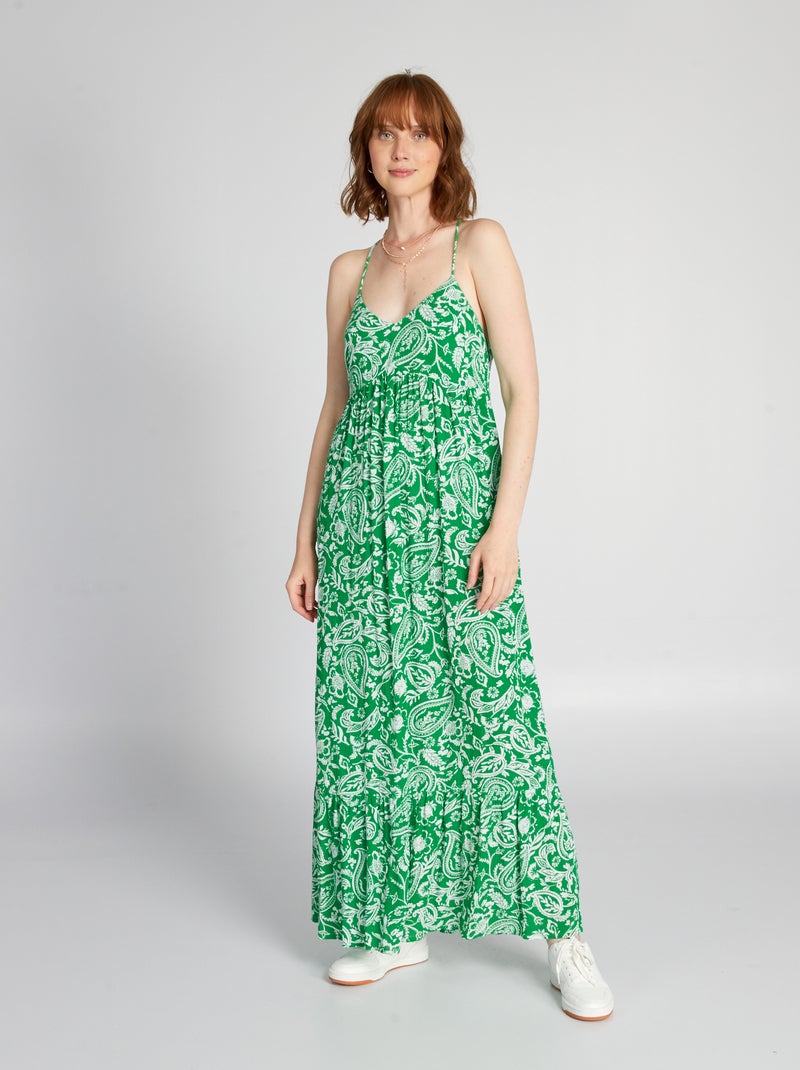 Robe longue finition étage Vert - Kiabi