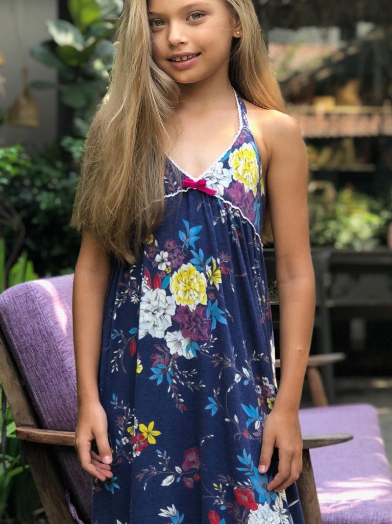 Robe longue       fleuri  EUGENIE - La Faute à Voltaire Bleu marine - Kiabi