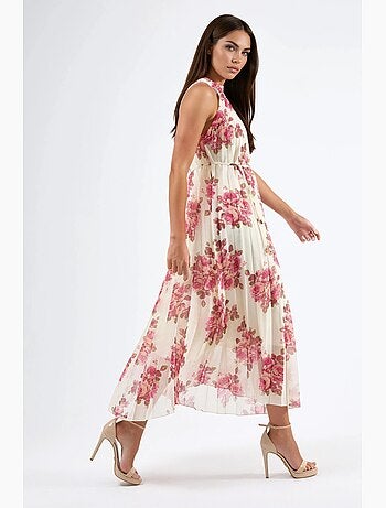 Robe longue fleurie avec détail à nouer busem