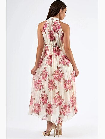 Robe longue fleurie avec détail à nouer busem