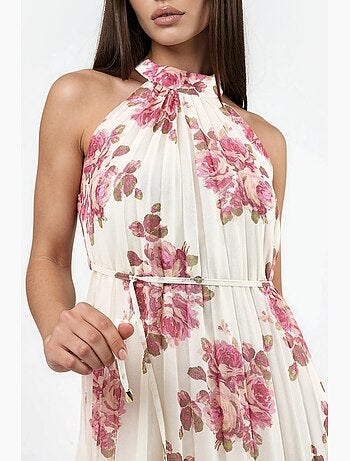 Robe longue fleurie avec détail à nouer busem