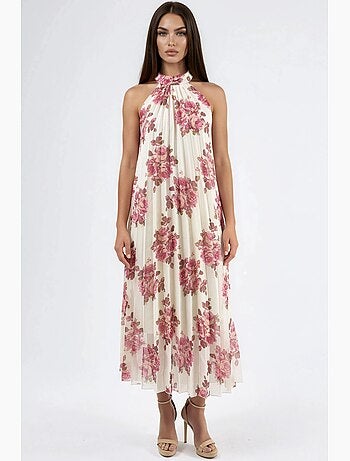 Robe longue fleurie avec détail à nouer busem