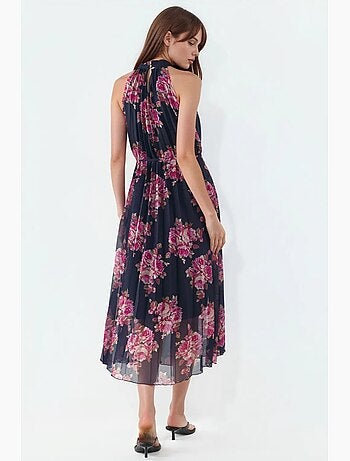 Robe longue fleurie avec détail à nouer busem