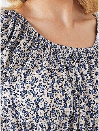 Robe longue fleurie en forme de a avec détails élastiques bdart