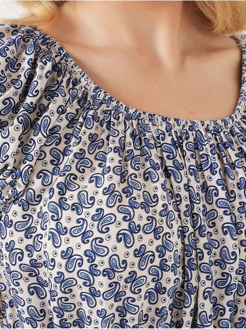 Robe longue fleurie en forme de a avec détails élastiques bdart - Kiabi