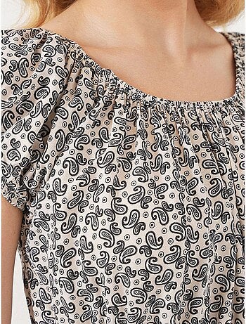 Robe longue fleurie en forme de a avec détails élastiques bdart