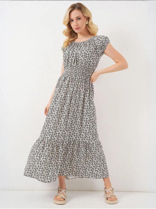 Robe longue fleurie en forme de a avec détails élastiques bdart - Kiabi