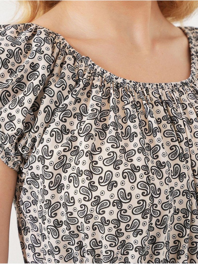 Robe longue fleurie en forme de a avec détails élastiques bdart Noir - Kiabi