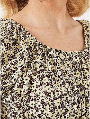 Robe longue fleurie en forme de a avec détails élastiques bdart
