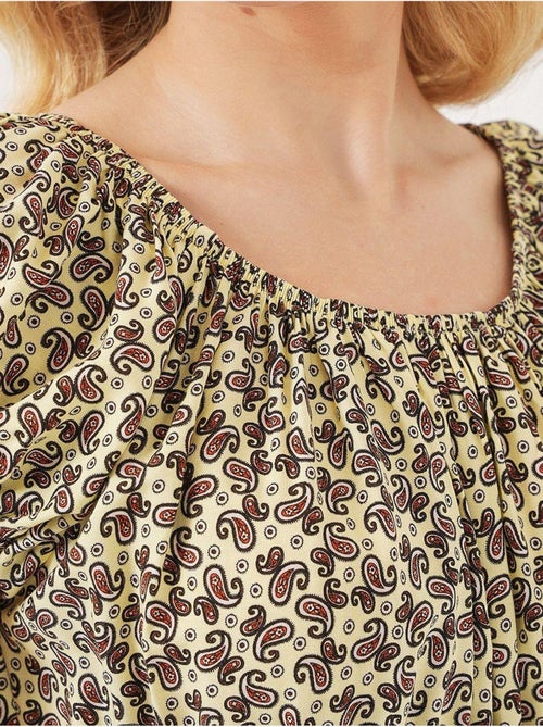 Robe longue fleurie en forme de a avec détails élastiques bdart - Kiabi