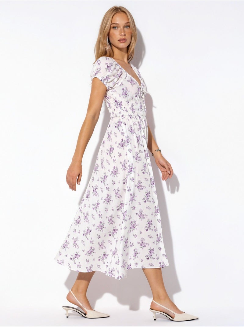 Robe longue fleurie en viscose busem Blanc cassé - Kiabi