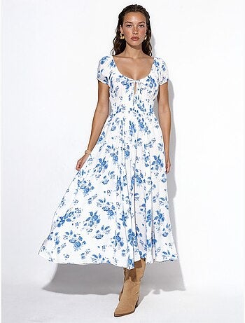 Robe longue fleurie en viscose busem