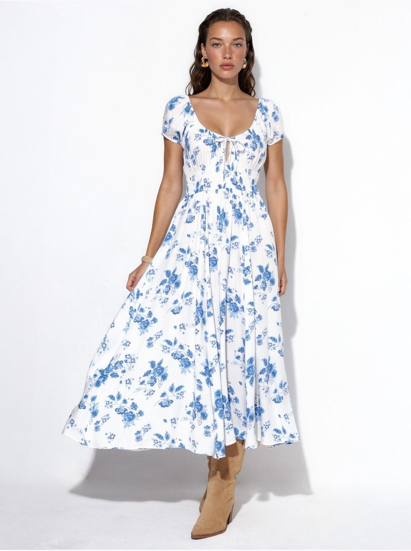Robe longue fleurie en viscose busem Multicolore - Kiabi