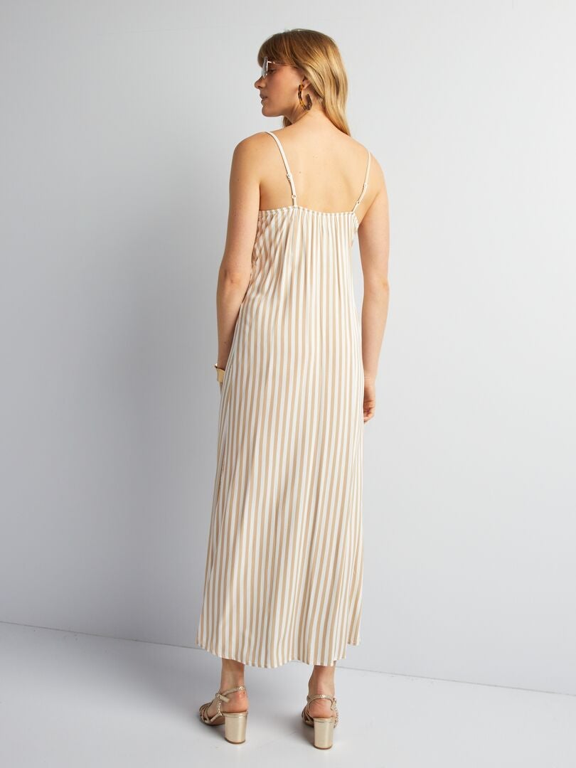 Robe Femme UNIT USA Rayée Marron/vert/beige - Taille L - Douce