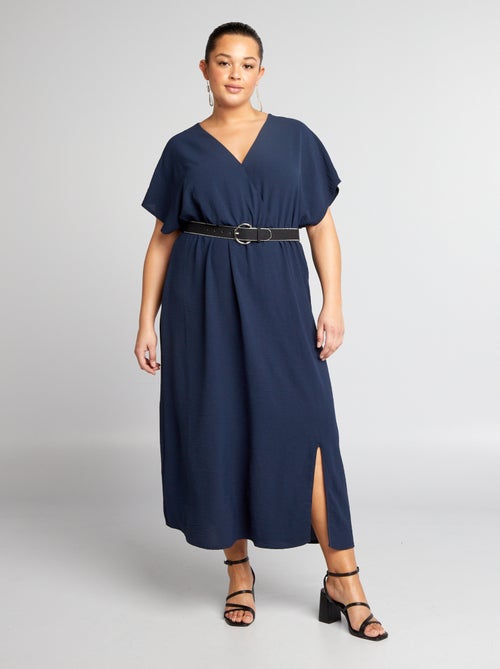 Robe longue fluide à manches courtes - Kiabi