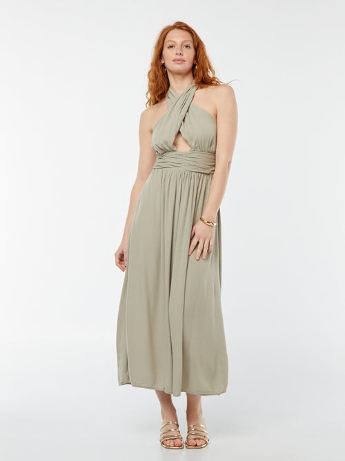 Robe longue fluide avec large décolleté - Kiabi