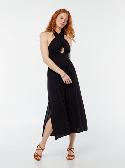 Robe longue fluide avec large décolleté - Kiabi