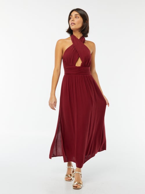 Robe longue fluide avec large décolleté - Kiabi