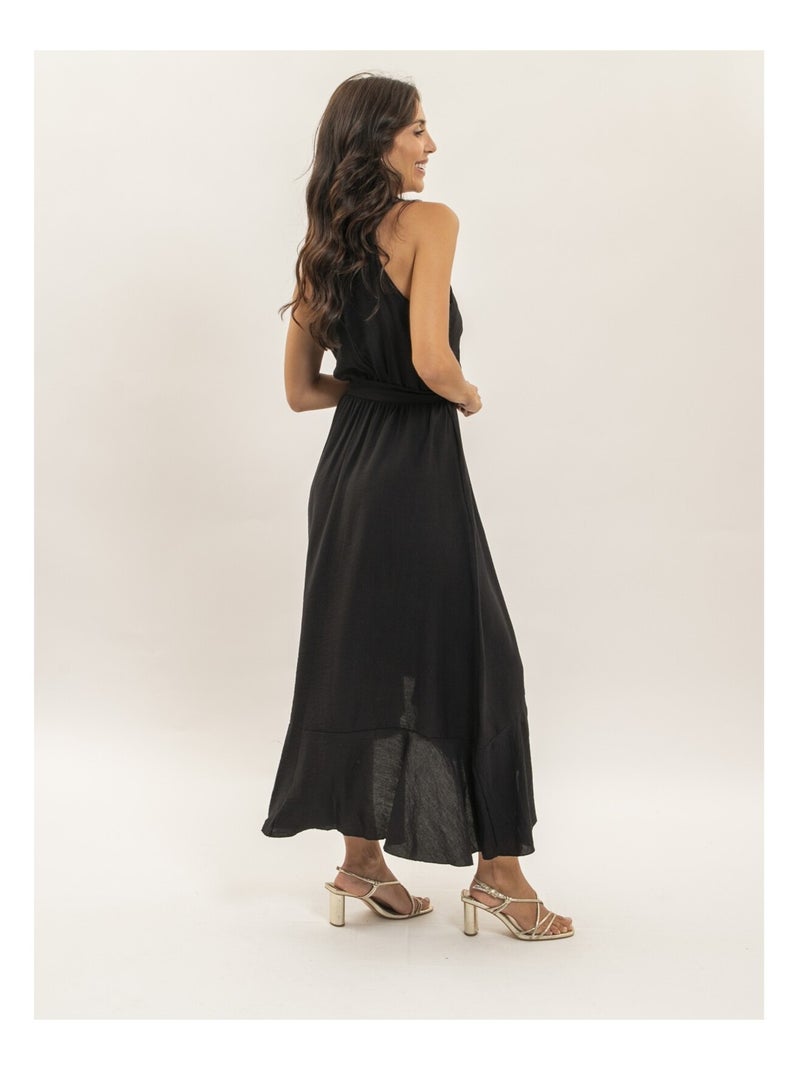 Robe longue fluide avec volants INIVA Noir - Kiabi